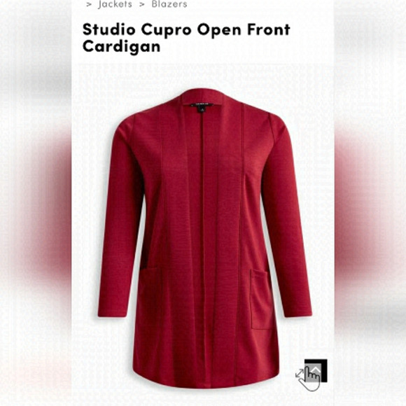 Torrid STUDIO Cupro Open Front Cardigan red size 1x NWT - Picture 1 of 12